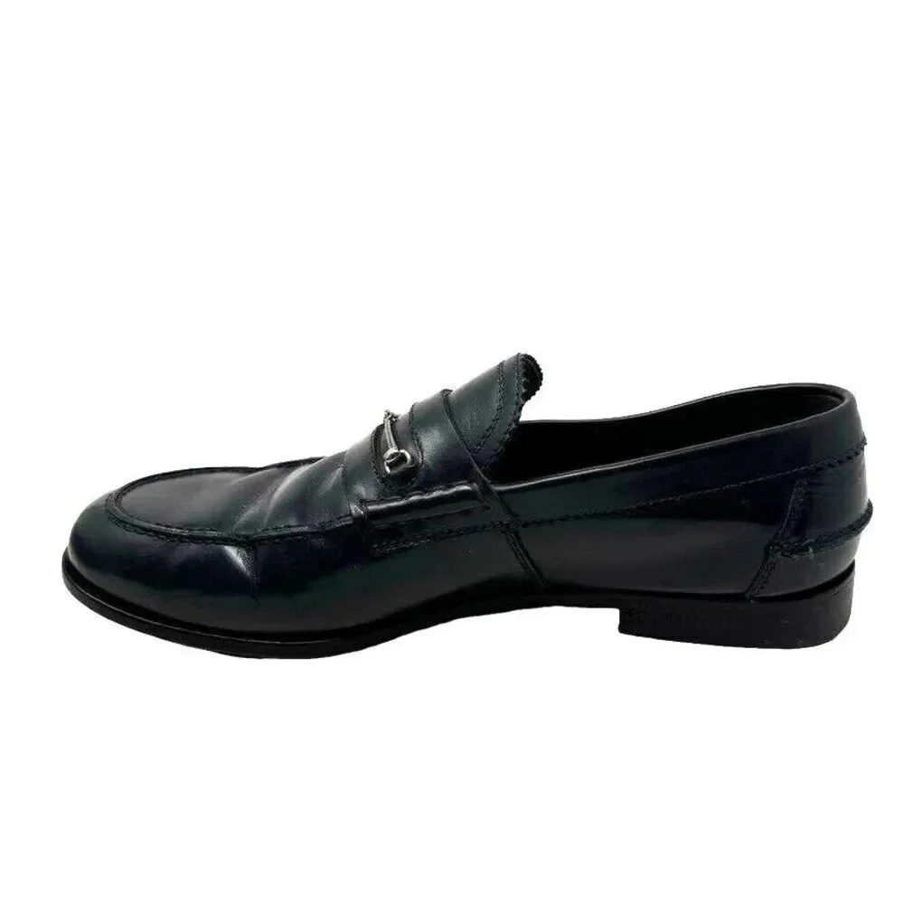 Gucci Mens black smooth leather horsebit loafers shoes size 8.5 - Picture 10 of 14